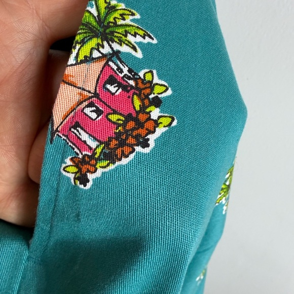 Vintage‎ Breckenridge Cropped Pants Teal Beach Palm Trees Fruit Tropical Summer - Picture 3 of 7